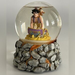 Schmid Disney ALADDIN Flying Carpet Snow Globe/  Music Box, with Abu